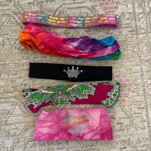 Bundle of five 5 girls headbands tie-dye sparkle cute sequin crown